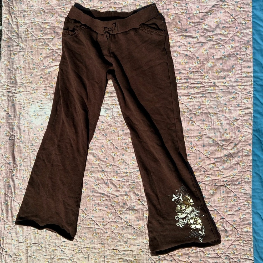 Y2K Disney Hannah Montana Girls Brown Yoga Pants Size 14/16 Great Condition